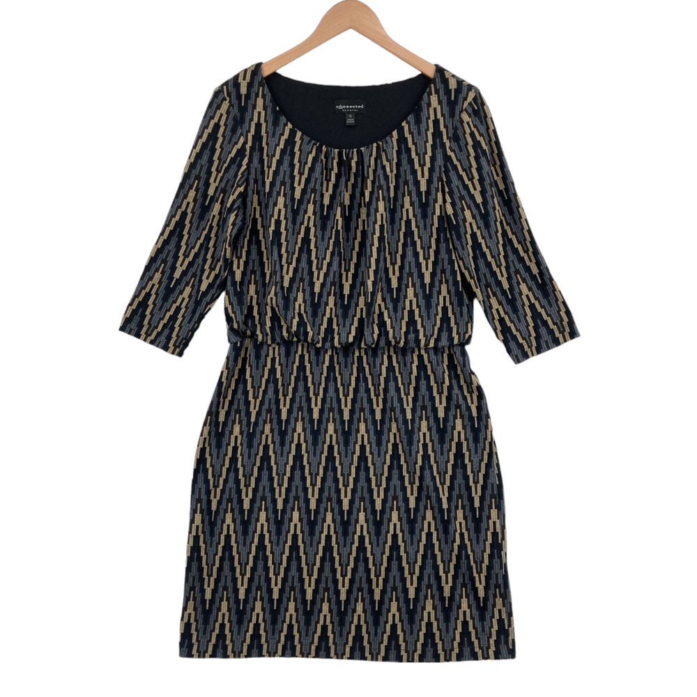 Connected Soft Material Dress Womens Size 12 Multicolor Round Neck 3/4 Sleeve